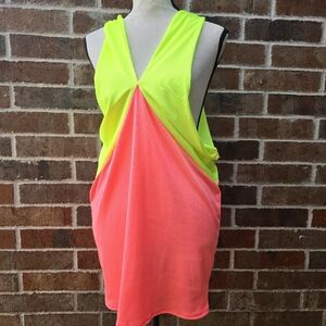 BiBi Neon Yellow & Coral Swim Cover-Up – Women’s XL – Beach Pool Vacation